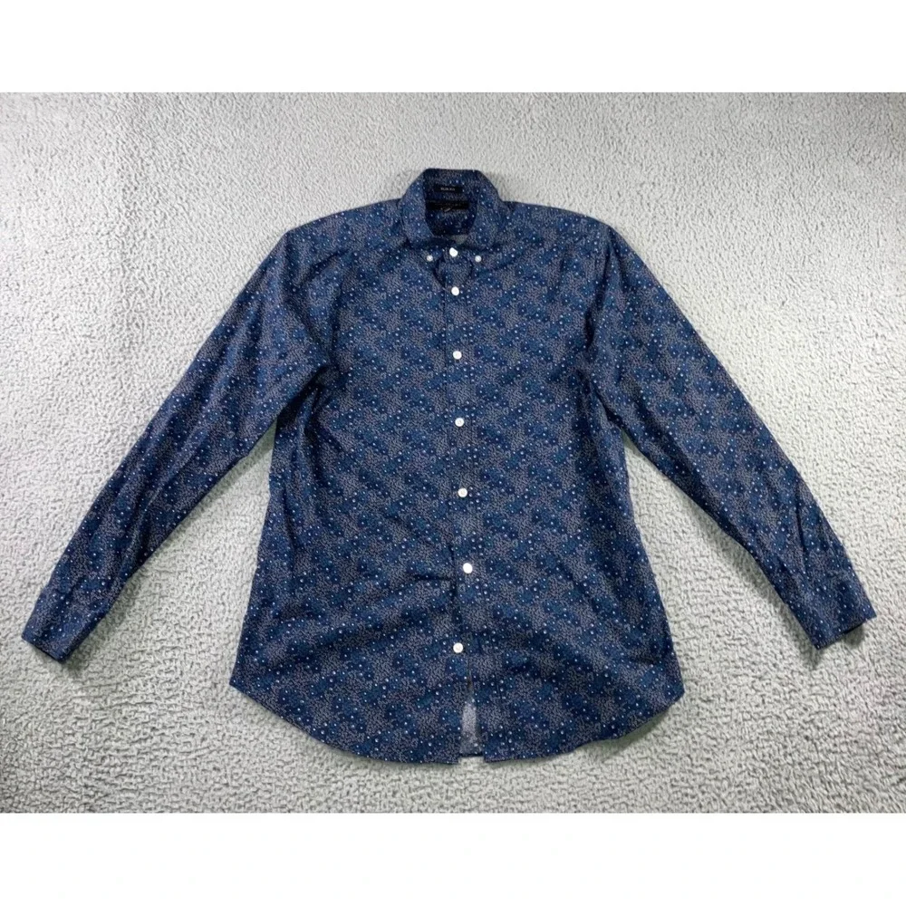 Banana Republic Shirt Men L Slim Fit Non Iron Abstract‎ Geometric Preppy Casual